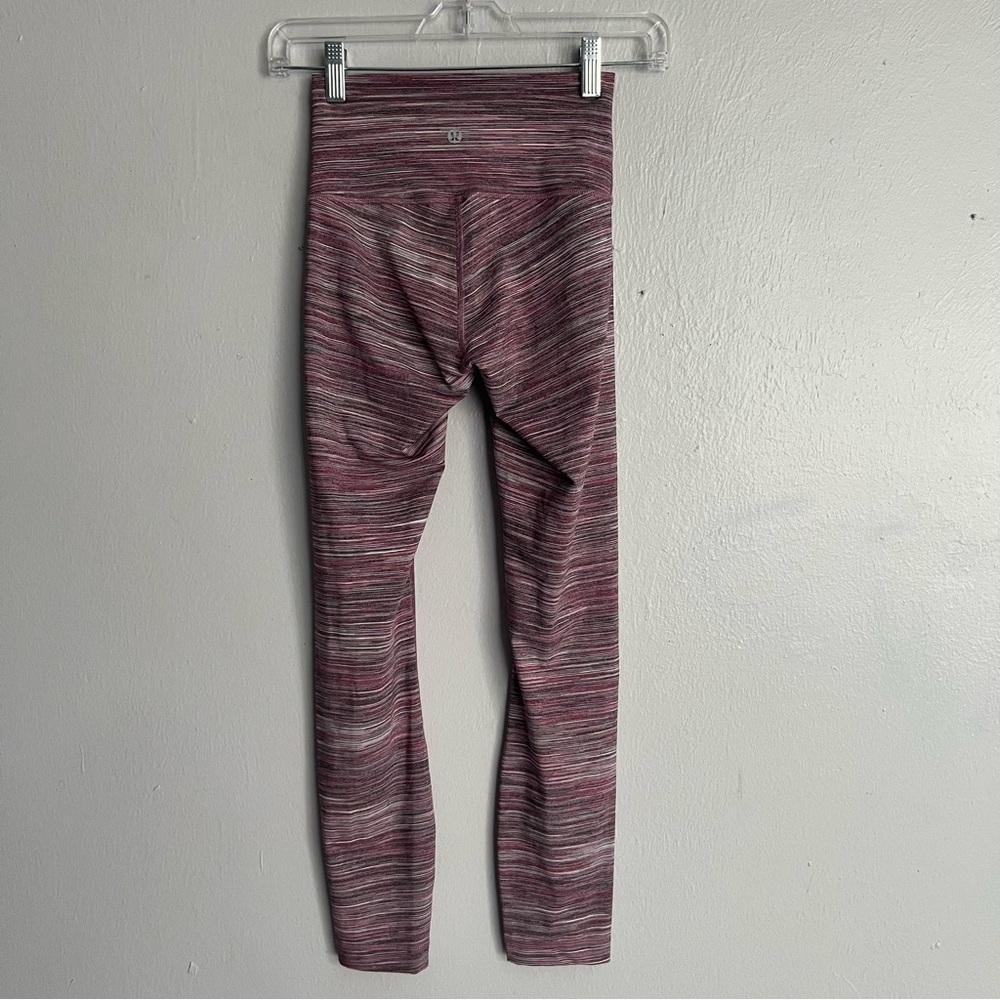 Lululemon Wunder High Rise Under Edged Stripe Active Ruby Leggings Size 2 - Picture 10 of 11